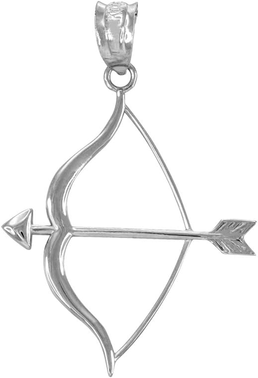 Polished 925 Sterling Silver Bow and Arrow Charm Pendant