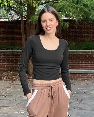 G4Free Active Long Sleeve Tshirt Shirts For Women Slim Athletic Workout Tops Gym Yoga Base Layer Scoop Neck Undershirt thumb #2