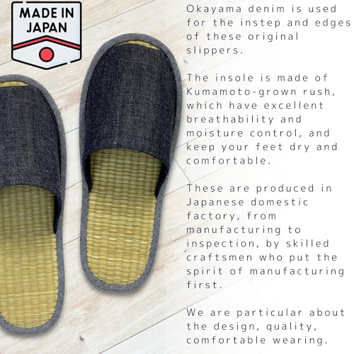Edoten Slippers Scuffs Room Shoes Rush Made in Japan Okayama Denim Front Opening At Home Men's Ladies'4