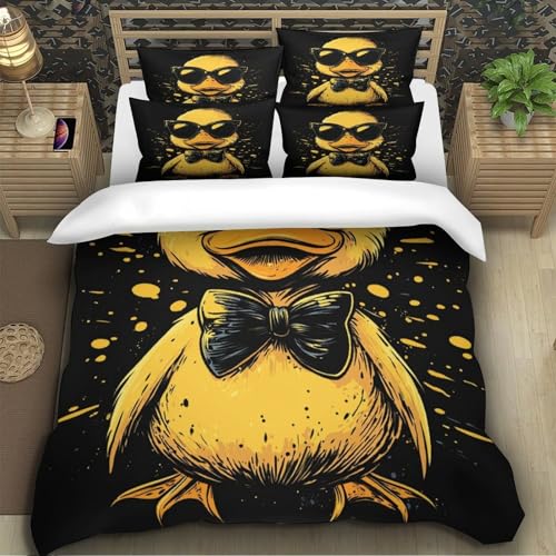 Drap de couette microfibre canard cool imprimé 3D avec 2 taies