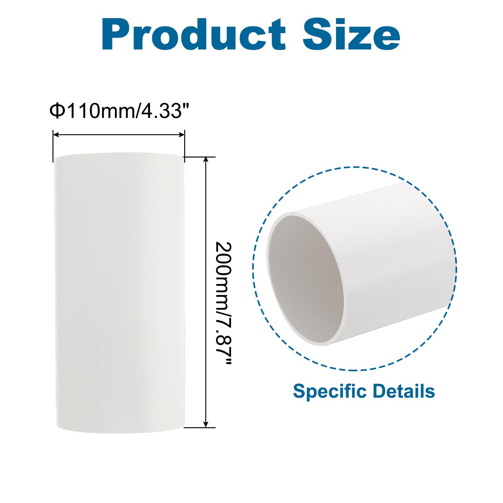 PATIKIL 4.3 Inch Round Plastic Duct Pipe Connector 8 Inch Long Duct Exhaust HVAC Ventilation Tube Ducting Extension for Dryer Vent Connection Extraction Heating Cooling Pipe Lines - Image 2