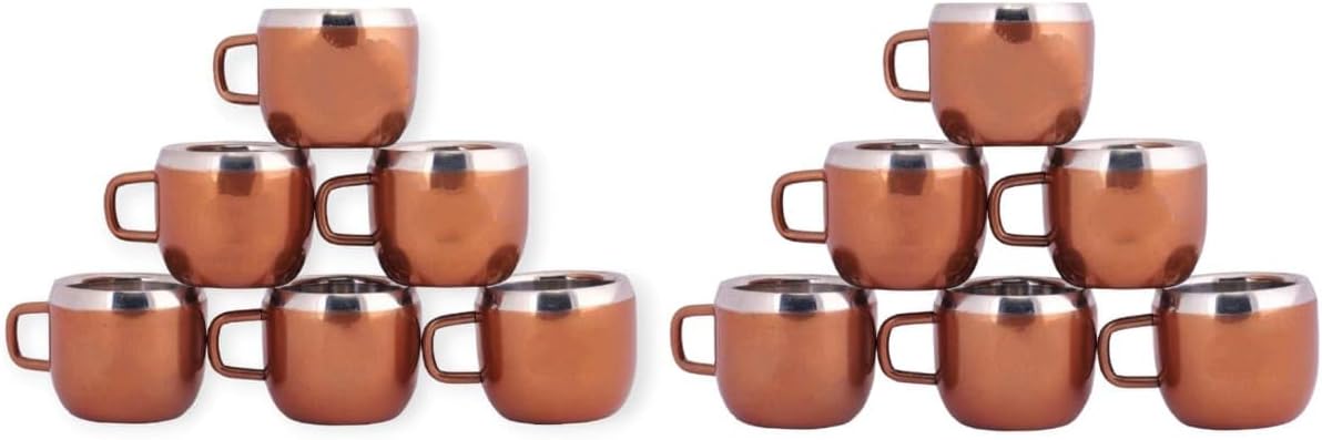 Stainless Steel Tea & Coffee Cups Set of 12 Double Walled Steel Color Coted (Hot Inside Cold Outside)