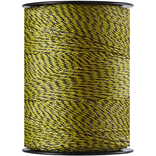VEVOR Fil de Clôture Électrique, 1026 m, Corde en Fibre PEHD Tissée et 6 Brins de Fil Acier Inox, Diamètre 3 mm, Conductivité Fiable, Résistant à...