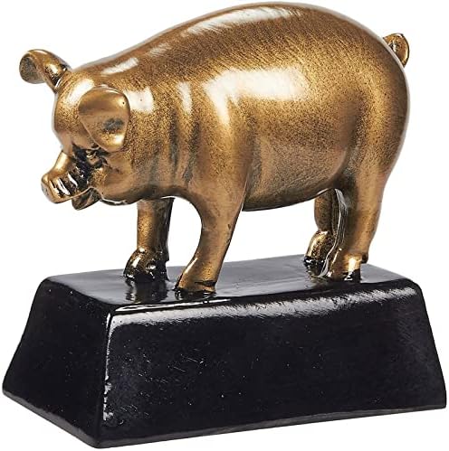 Juvale Golden Pig Trophy - Small Resin Pig Award Trophy for Food Competitions, Parties 3.5 x 3.25 x 1.5 Inches