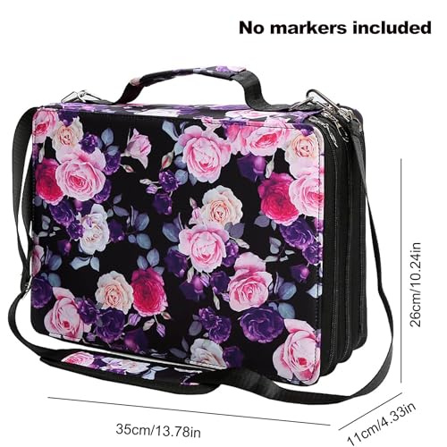 Image of Rose Red Marker Case, 168 Slots Alcohol Marker Case Markers Carrying Bag Holder for Art Sketch Marker, Permanent Paint Marker, Dry Erase Marker, Repair Pen, Color Highlighte Art Supplies