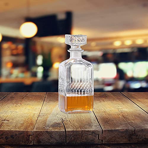 Image of GINOYA BROTHERS Elegant Whiskey Decanter Set with Glass for Men & Women, 1000 ml Whiskey Crystal Liquor Drinking Decanter Gift for Alcohol Lover[Pack-2] Transparent