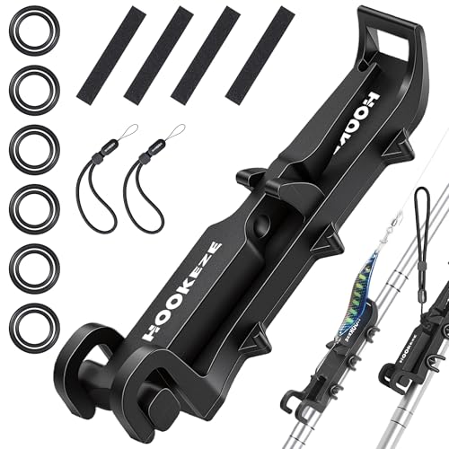 HOOK-EZE Wearable Fishing Rod Holder with EPDM Rubber Rings Magnetic Hook Keeper Detachable Multi-Tool|Nail Knot Tying Tool Hook Sharpener & Cleaner|Fly Fishing Accessories & Gifts for Men 2 Pack