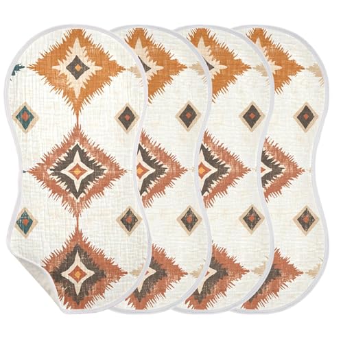 2 Pack Baby Burp Cloths, Soft Absorbent Burping Cloths for Babies, Cotton Milk Spit Up Rags, Large Size for Newborns, Baby Boys and Girls (Eclectic Linen Print)3