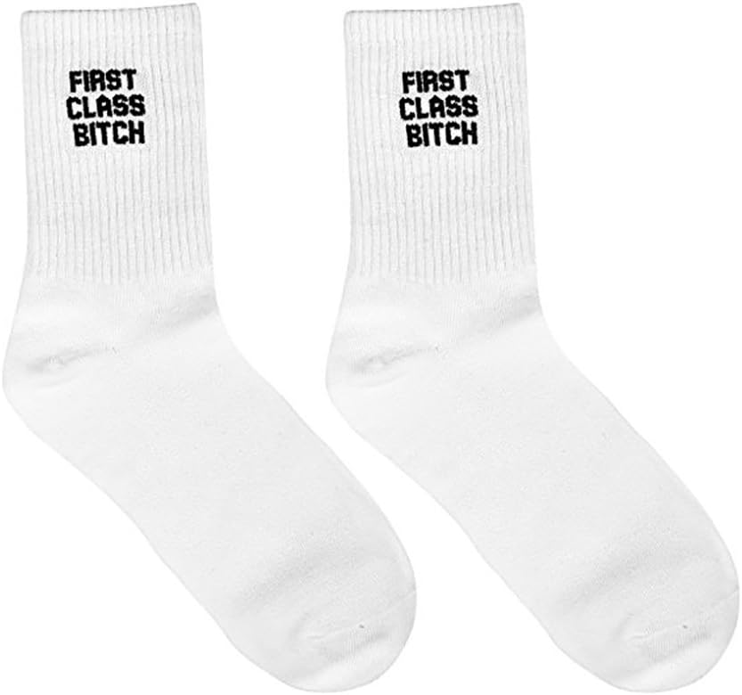 FUCK OFF Swear Word Curse Printed Stockings Crew Socks Funny Men Tube Socks