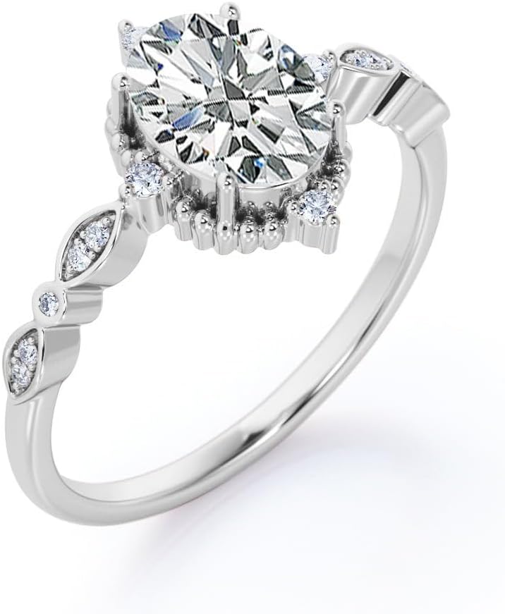 1 Carat/1.5 Carat/2 Carat Oval Cut Moissanite Engagement Rings for Women 925 Sterling Silver 10K 14K 18K Gold Wedding Rings Promise Rings Free Engraving