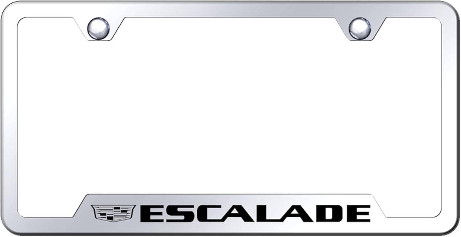 Au-TOMOTIVE GOLD Laser Etched Logo Cut-Out License Plate Frame for Cadilac Escalade (Black)
