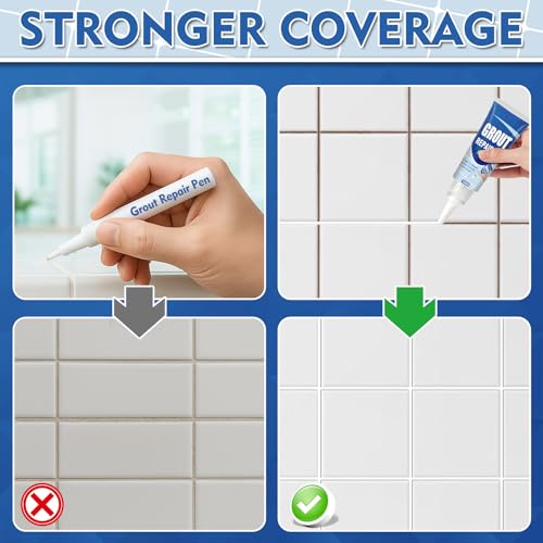 Tile Grout Repair Kit, 2 Pack Fast Drying Grout Filler for Bathroom, Kitchen, Shower, Versatile Triple Use with Grout Sealer, Replace Grout Pen for Restore and Renew Tile Joints Line(White) - Image 4
