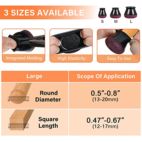 2023 New Chair Leg Floor Protector Chair Sliders Floor Protector Rubber Chair Leg Protectors For Hardwood Floors Felt Furniture Pads Silicone Caps 16Pack Black Extra Small (Fit:0.5"-0.8") #TOP3