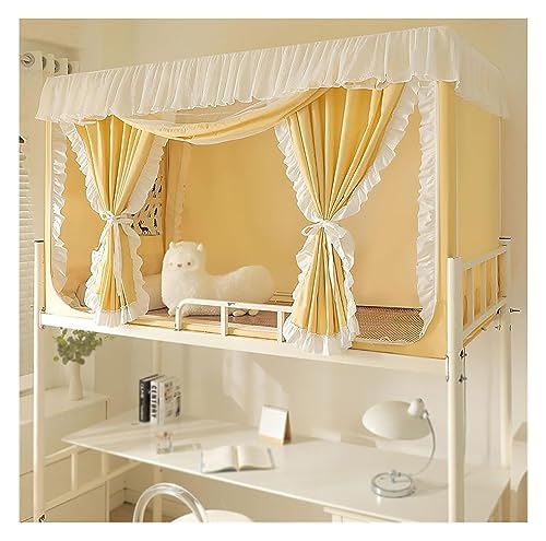 Genérico Dosel de Cama Princesa para niñas, Postes para Cama con Dosel y Cortinas, Soportes para Cortinas y mosquitera para Dormitorio de Estudiantes (Color: Amarillo, tamaño: 80 x 110 cm)