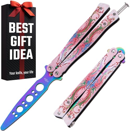GOOD WORKER Butterfly Trainer - Balisong Trainer - Practice Butterfly - Balisong Butterfly Knives NOT Real NOT Sharp Blade - Dull Trick Butterfly - Butter Fly Training CSGO K18D