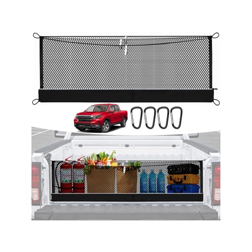 Image of 3-Layer Cargo Net for Honda Ridgeline 2017-2026, Zoned Storage Cargo Nets | Truck Bed Net with Integrated Zippered Storage Bag, Heavy-Duty Cargo Organizer Netting for Camping, Trips & Everyday Use