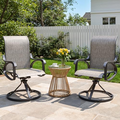 Image of LOUVIXA Patio Swivel Chair Set of 2, All-Weather Patio Swivel Rocking Chair, High Back Patio Dining Chairs for Backyard, Porch, Lawn, Garden(2, Taupe)