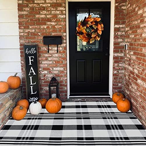 Tapete Buffalo Plaid 4' x 6' negro y blanco tejido en algodón miniatura 3