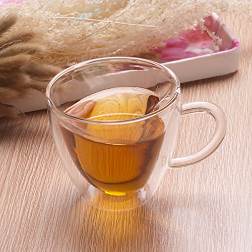 image for Glow Castle Heat resistant creative double layer heart cup cup clear g