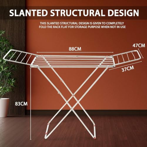 Image of H Houseware Stainless Steel Foldable Clothes Drying Stand (162 x 47 x 83 cm) | Heavy Duty Rust Resistant Laundry Drying Rack | Portable Indoor Outdoor Cloth Drying Stand(Butterfly)