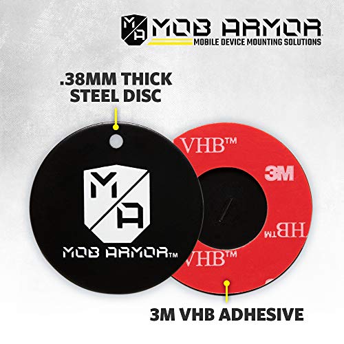 Mob Armor Mounting Discs - Compatible With Mobnetic Pro 90 & Mob ​Magnetic Phone Mount For Car - Adhesive Steel Discs For Magnetic Car Phone Mount Vehicle Accessory - (Black 2-Pack) #TOP1