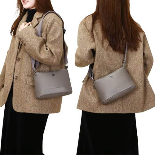 Eslcorri Small Genuine Leather Crossbody Bags for Women Mini Shoulder Purse Cute Ladies Sling Hobo Handbag with Multiple Zip Pockets Compact Pocketbook for Everyday & Travel -Beige by Eslcorri - Used condition - Image 8