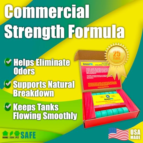 Image of Green Pig Motorhome Accessories Must Have - Commercial Strength RV and Marine Holding Tank Treatment, Breaks Down Waste, 12 Dissolvable Tablets (65C) | Motorhome Accessories, Commercial Strength, Breaks Down Waste