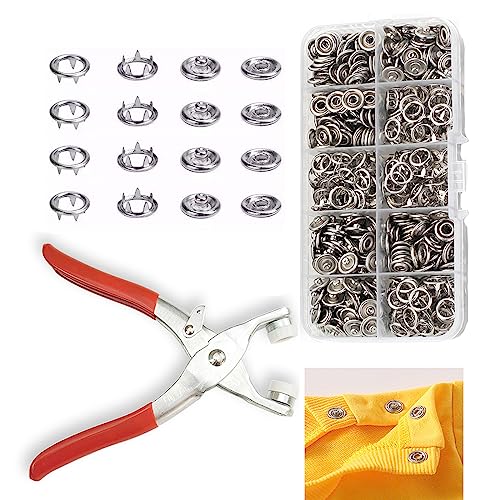 Gtaaoy 100 Sets Metal Snaps Buttons With Fastener Pliers Press Tool Kit Perfect For Diy Crafts Clothes Hats And Sewing, Snap Button Fasteners Kit For Clothing Sewing (Sliver / 400 Pcs) #TOP4