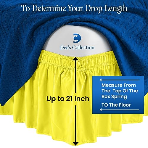Wrap Around Bed Skirt Yellow King Size 15 Inch Tailored Drop, Soft Double Brushed Premium Microfiber, Luxury, Easy To Care Wrinkle/Fade Resistance #TOP4
