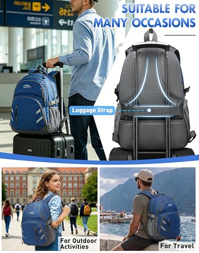 Image of ProEtrade Backpack Bookbag for College Laptop Travel,Fit Laptop Up to 15.6 inch with USB Charging Port Multi Compartment Anti theft, Gift for Women Men (Blue)