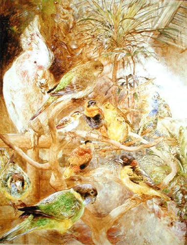 Pintura poster la voliera de William Huggins para decorar paredes vacías y aburridas