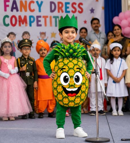 Image of Raj Costume Kids Fruit & Vegetable Fancy Dress Costume | Soft Felt Fruit and Vegetable Cutout Costume for Boys & Girls | School Annual Function