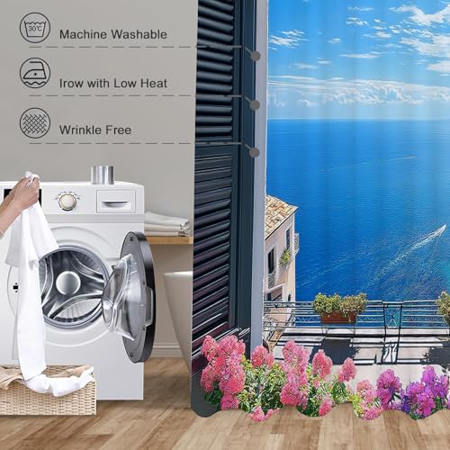 Rideau de douche 3D volets réalistes et impression numérique mer - 7