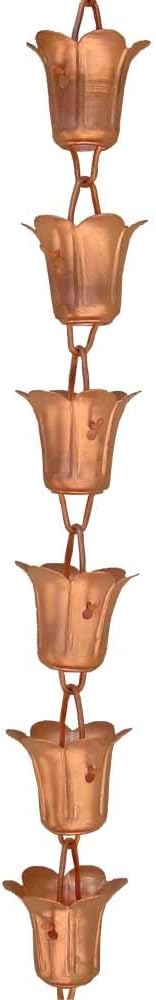 Monarch Pure Copper Tulip Rain Chain Extension, 3 Feet Length
