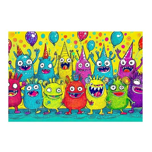 Poster Adorable monstres Party GAEKKO art mural carré pour salon vivant