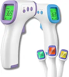 Termômetro Infravermelho Digital para Testa Corpo Líquidos e Alimentos com Visor LCD e Alarme de Febre 3 em 1 Sem Contato Alta Precisão Premium