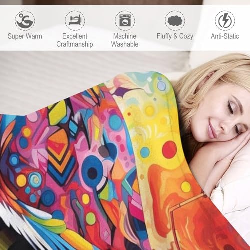 Couverture chouette 140x180cm douce et lavable en machine pour lit