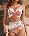 Colorful Floral High Waisted Underwire Bikini Sets - Women 2025 Two Piece Swimsuits Halter Bathing Suits with Tummy Control Bottom XL