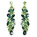 EVER FAITH® Goutte d'Eau Boucle d'Oreilles Pendentif Cristal Autrichien Vert Brillant Superbe Ton Or