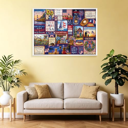 500 Piece Puzzles for Adults, Patriotic Americana Jigsaw Puzzles 500 Pieces, 250 Anniversary American Flag Puzzle for Teens Seniors, Liberty Celebration Collage Puzzle Toy Family Activity - Image 7