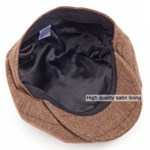 LADYBRO 2 Pack 8 Panel Newsboy Hats for Men Plaid Ivy Cap Tweed Hat Cap Men\'s Caps - Thumbnail 7