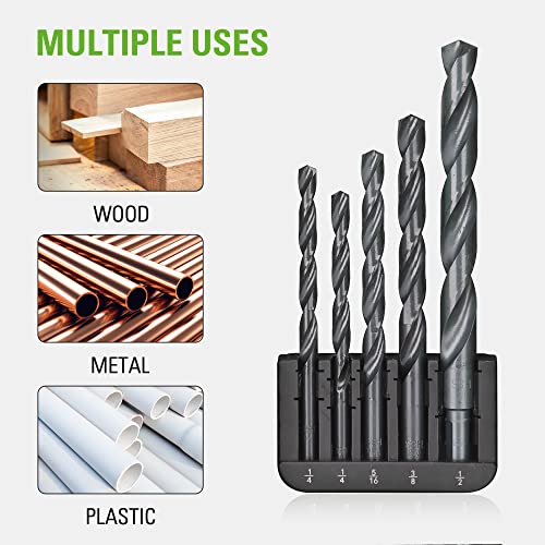 Image of Greenworks 21 Pcs Black Oxide Drilling Bit Set,135 Degree Split Point, Black Oxide Coated, For Plastic, Wood and Metal