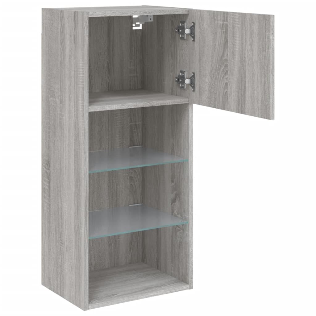 Madera resistente con luces LED RGB diseño moderno 2 uds gris 40 5x30x90 cm