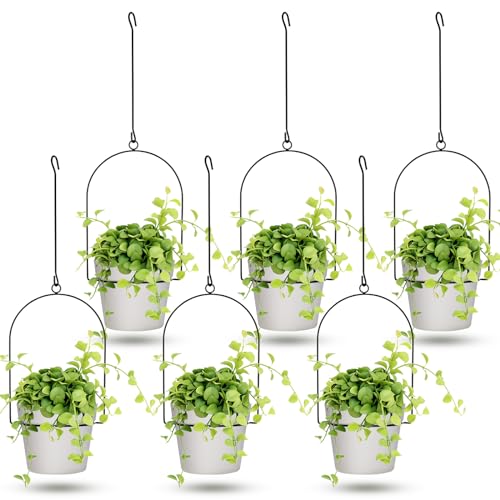 Hushee 6 Packs Metal Hanging Planter for Outdoor Indoor, White