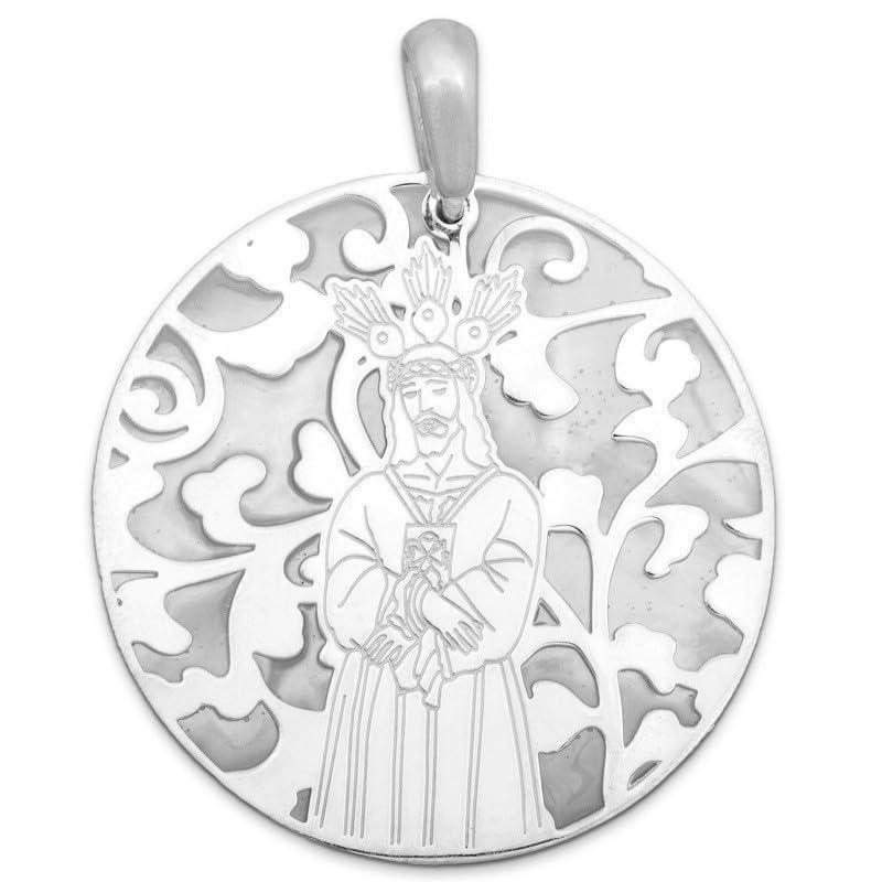 Médaille Christ du Cautivo en argent, cadeau de baptême en nacre