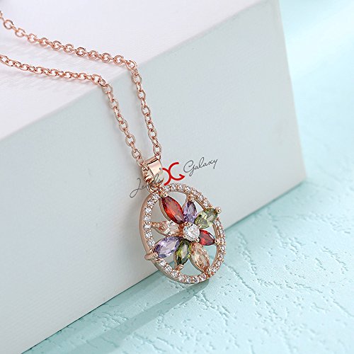 Crystal Elements Sparkling Floral Pendant 18K Rose Plated