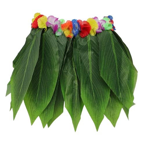 FRCOLOR Falda Hawaiana de Cortas con Cintura Elástica Ajustable Falda de Fiesta Tropical para Mujer y Resistente para Baile Hula y Eventos Luau Rojo Oscuro Talla Adulto
