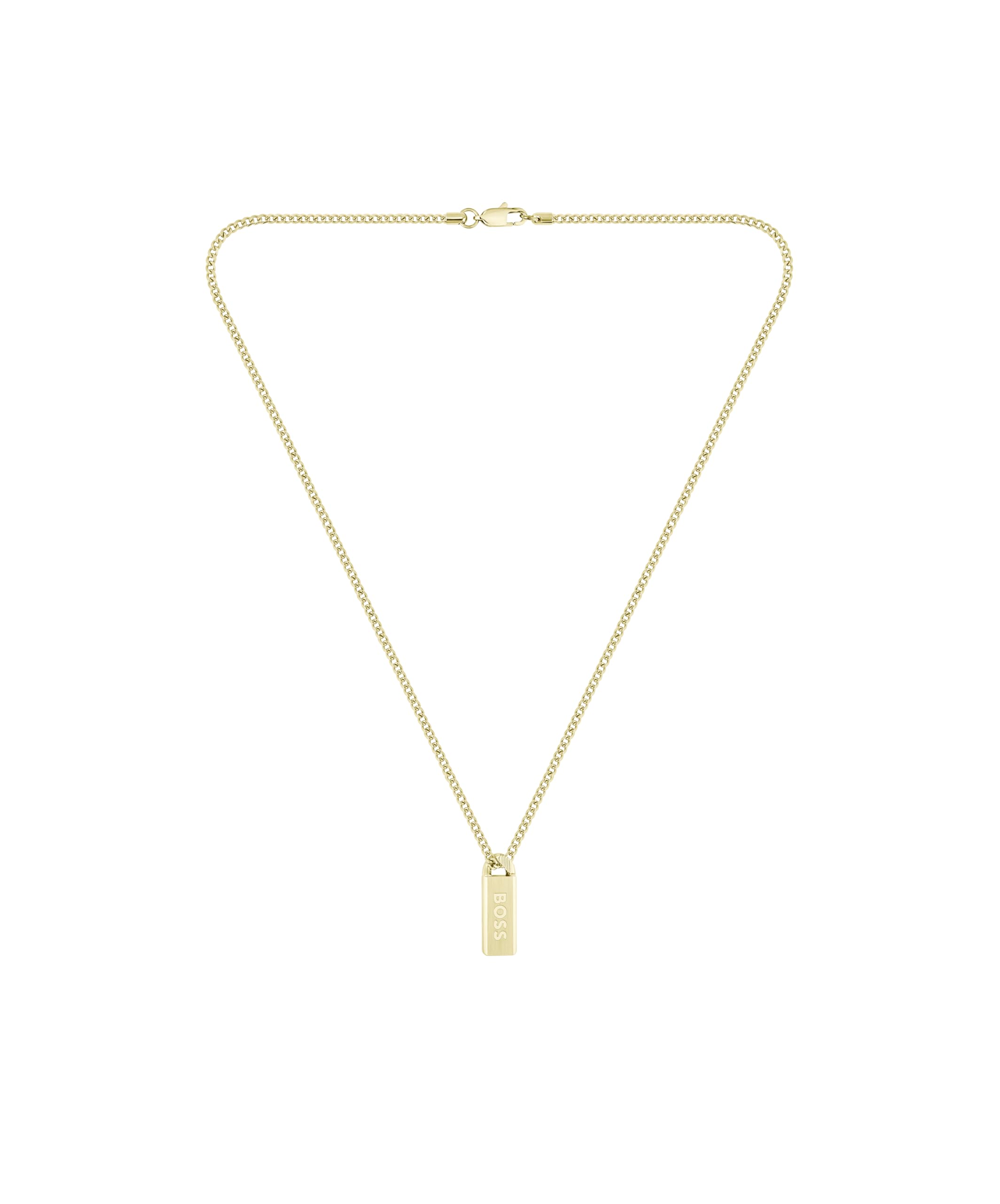 BOSS Jewelry Gliederhalskette für Herren Kollektion KASSY EMBLEM aus Edelstahl mit einem Anhänger aus Schwarzem Emaille – Erhältlich in Silber oder Gold