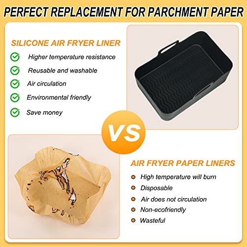 YQL Large Silicone Air Fryer Liners for Ninja AF400UK/DZ400UKSTGD/SL400UK 9.5L/Tower/EMtronics for All 8.5-9.5 L Dual Air Fryers, 2PCS Reusable Airfryer Trays, Ninja Foodi Max Double Stack Accessories - Image 4