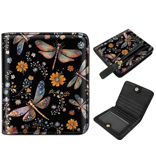 Image of Small Womens Wallet Thin Credit Card Holder Pocket Mini Purse | Compact Women Slim RFID Blocking Dragonfly Wallets Bifold Ladies Pocket Card Holders for Travel & Daily Use Female Wallet